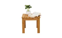 Slickblue Wooden Square Side End Table - Natural Indoor/Outdoor Patio Coffee Bistro Table