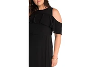 Kiyonna Plus Piper Cold Shoulder Maxi Dress