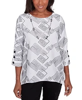 Alfred Dunner Petite Wild At Heart Geometric Top