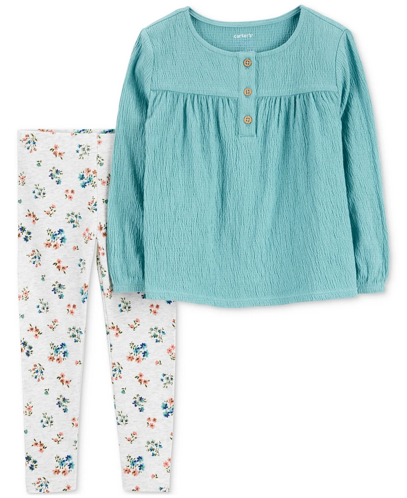 Carter's Baby Girls Gauze Top & Floral-Print Leggings, 2 Piece Set