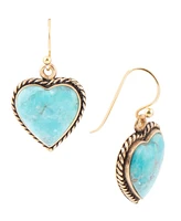 Barse Drop Genuine Blue Turquoise Heart Earrings