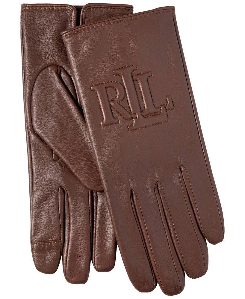 Lauren Ralph Raised Logo Leather Touch Gloves