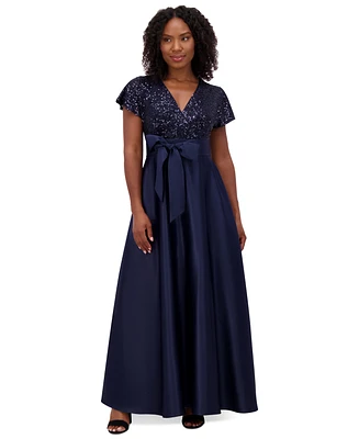 Jessica Howard Petite Sequin-Bodice Cap-Sleeve Ballgown