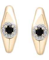 2-Pc. Set Onyx & Diamond Accent Ring & Matching Small Hoop Earrings in 14k Gold-Plated Sterling Silver