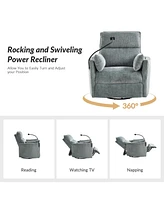 Hulala Home Lew Modern 38" Power Rocking Swivel Nursery Recliner with Usb