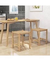 Sugift Dining Stool Set of 2 with Rubber Wood Frame