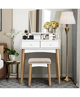 Sugift Makeup Vanity Set with 6 Drawers and Unique Shape Mirror