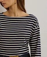 Lauren Ralph Women's Striped Cotton Jersey Boatneck Top