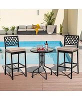Sugift Set of 2 Patio Bar Chairs with Detachable Cushion and Footrest