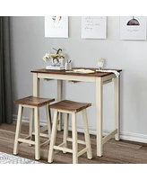 Sugift Counter Height Pub Table with 2 Saddle Bar Stools