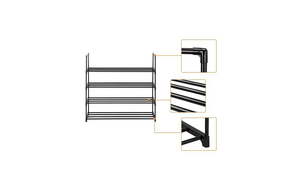 Slickblue 4 Tiers Shoe Rack Shoe Tower Shelf Storage Organizer For Bedroom, Entryway, Hallway, and Closet Black