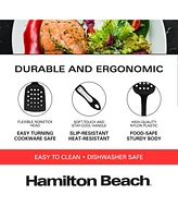 Hamilton Beach Slotted Spatula Turner Hard Plastic Heat-Resistant 14in Soft-Touch Ergonomic Handle Heavy Duty, Spatulas Turner for Vegetables & Flippi