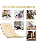 Gouun Wooden Wobble Balance Board Kids with Felt Layer-Natural