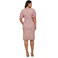 Lara Women's Beaded Midi Dress with Cape Sleeves