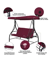 Skonyon 3 Seats Outdoor Swing Hammock with Adjustable Tilt Canopy