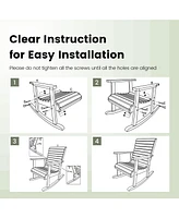 Sugift Outdoor Fir Wood Rocking Chair with High Backrest