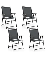 Sugift 4 Pieces Portable Outdoor Folding Chair with Armrest