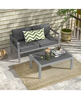 Vebreda Contemporary 2-Person Loveseat Chair with Wpc Armrests for Balcony Backyard Porch