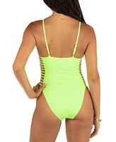 Hurley Juniors' Solid Cutout One-Piece Swimsuit