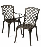 Sugift Outdoor Aluminum Dining Set of 2 Patio Bistro Chairs