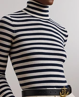 Lauren Ralph Women's Striped Silk-Blend Turtleneck Sweater