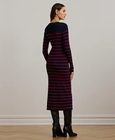 Lauren Ralph Women's Striped Button-Trim Midi Dress