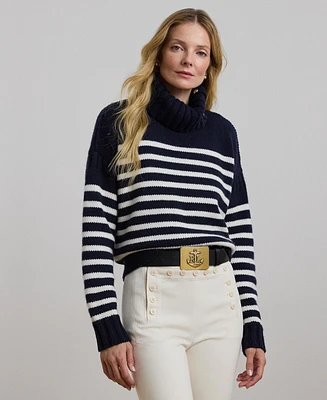 Lauren Ralph Women's Striped Wool-Blend Turtleneck Sweater