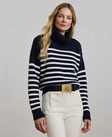 Lauren Ralph Women's Striped Wool-Blend Turtleneck Sweater