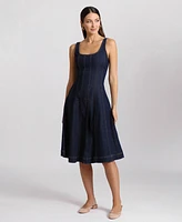 Avec Les Filles Women's Paneled Denim Fit & Flare Dress