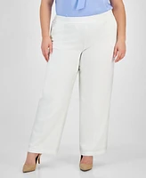 Kasper Plus Pull-On Wide-Leg Pants