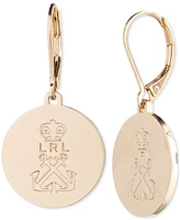 Lauren Ralph Lauren Gold-Tone Polished Logo Disc Leverback Drop Earrings