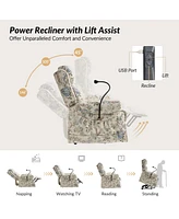 Hulala Home Ruprecht Farmhouse Lift Assist Power Recliner with Massage Heat and Manual Headrest