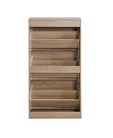 Slickblue 3-Drawer Shoe Storage Cabinet, 3-Tier Wood Shoe Rack Storage Organizer for Entryway