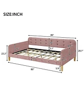 Slickblue Twin Size Upholstered Daybed with 4 Sturdy Support Legs