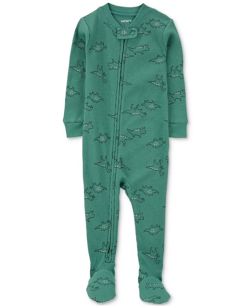 Carter's Baby Boys 1-Piece Dinosaur-Print Thermal Footed Pajamas