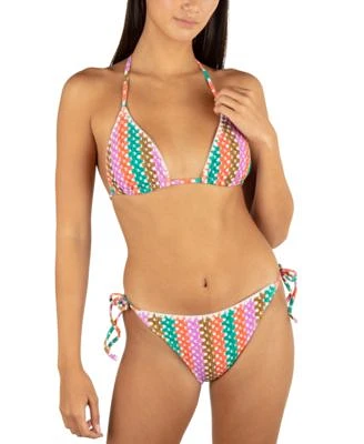 Hurley Juniors Printed Crochet Triangle Bikini Top Bottoms