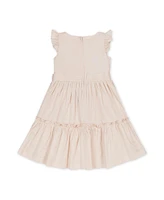 Hope & Henry Toddler Girls Flutter Sleeve Tiered Sateen Party Dress