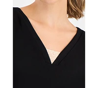 Jm Collection Women's V-Neck 3/4-Sleeve Top, Created for Macy's