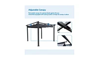 Slickblue 10 Ft Solar Led Patio Outdoor Umbrella Hanging Cantilever Umbrella Offset Umbrella Easy Open Adustment with 32 Led Lights