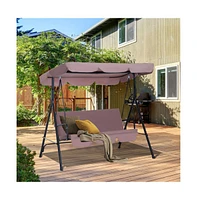 Slickblue 3-Seat Patio Swing Chair – Stylish Outdoor Swing for Relaxation, Durable Design for Backyard Comfort