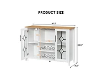 Garmin Wine Bar Cabinet with Led Light, Home Coffee Cabinet with Wine and Glass Rack, Kitchen Buffet Sideboard with Storage Cabinet&Drawers, Modern Li