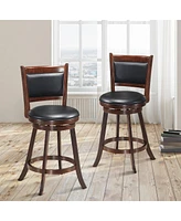 Sugift 2 Pieces 24 Inch Swivel Counter Stool Dining Chair Upholstered Seat