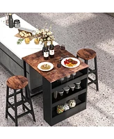 Sugift 3 Pieces Bar Table Set with Storage