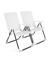 Sugift Pp Folding Patio Chaise Lounger with 7-Level Backrest