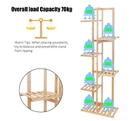 Unho Indoor Outdoor Bamboo Wood Plant Stand Corner Flower Display Rack Shelving Unit