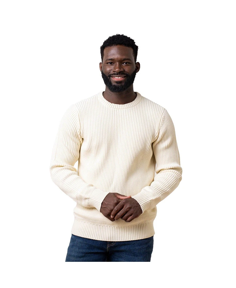 Hope & Henry Men's Organic Crew Neck Herringbone Detail Sweater