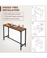 Sugift 48 Inch Outdoor Patio Dining Table with Steel Frame