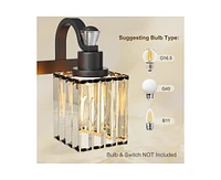 gaomon Bathroom Vanity Light Fixtures Modern Crystal Vanity Light Fixtures Over Mirror;3 Light Modern Crystal Wall Lighting with Square Shade Black