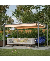 Slickblue 10' x 13' Aluminum Patio Pergola with Retractable Canopy – Perfect Backyard Shade Shelter for Porch, Outdoor Parties