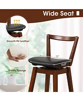 Sugift Swivel Upholstered Pu Leather Stool with Backrest and Cushioned Seat